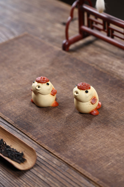 Gohobi Yixing Purple Clay Goldfish Tea Pet – Handmade Incense Holder Ornament