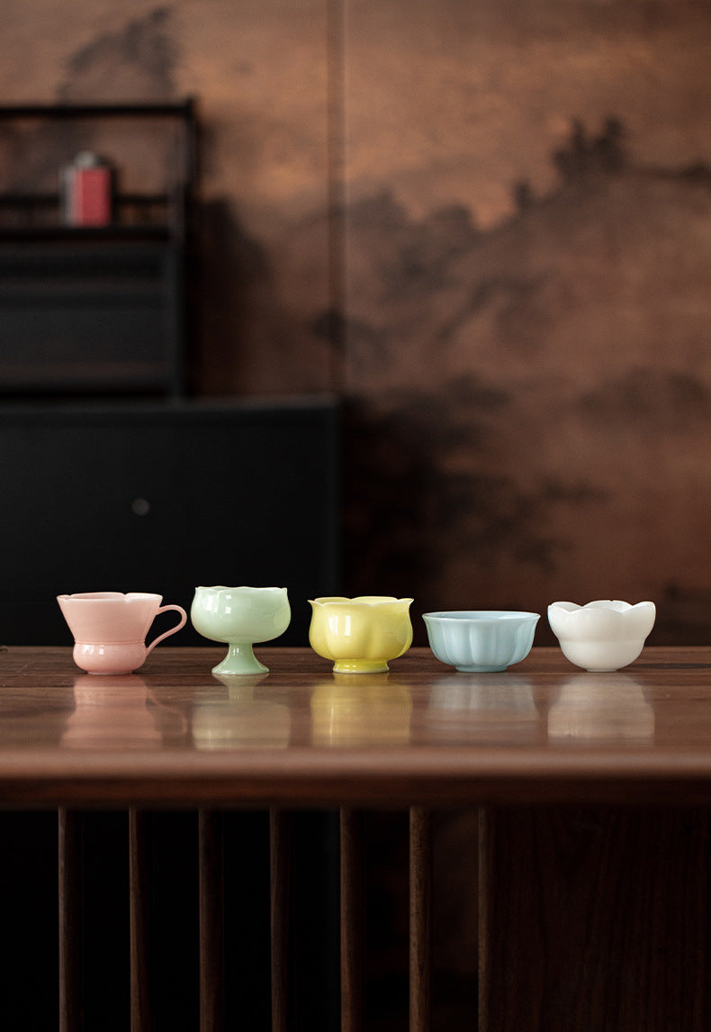 Gohobi Qinghuan Five-Colour Ceramic Teacup Gift Set