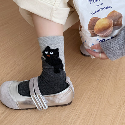 Gohobi Original Flocked Cat Design Mid-Calf Socks