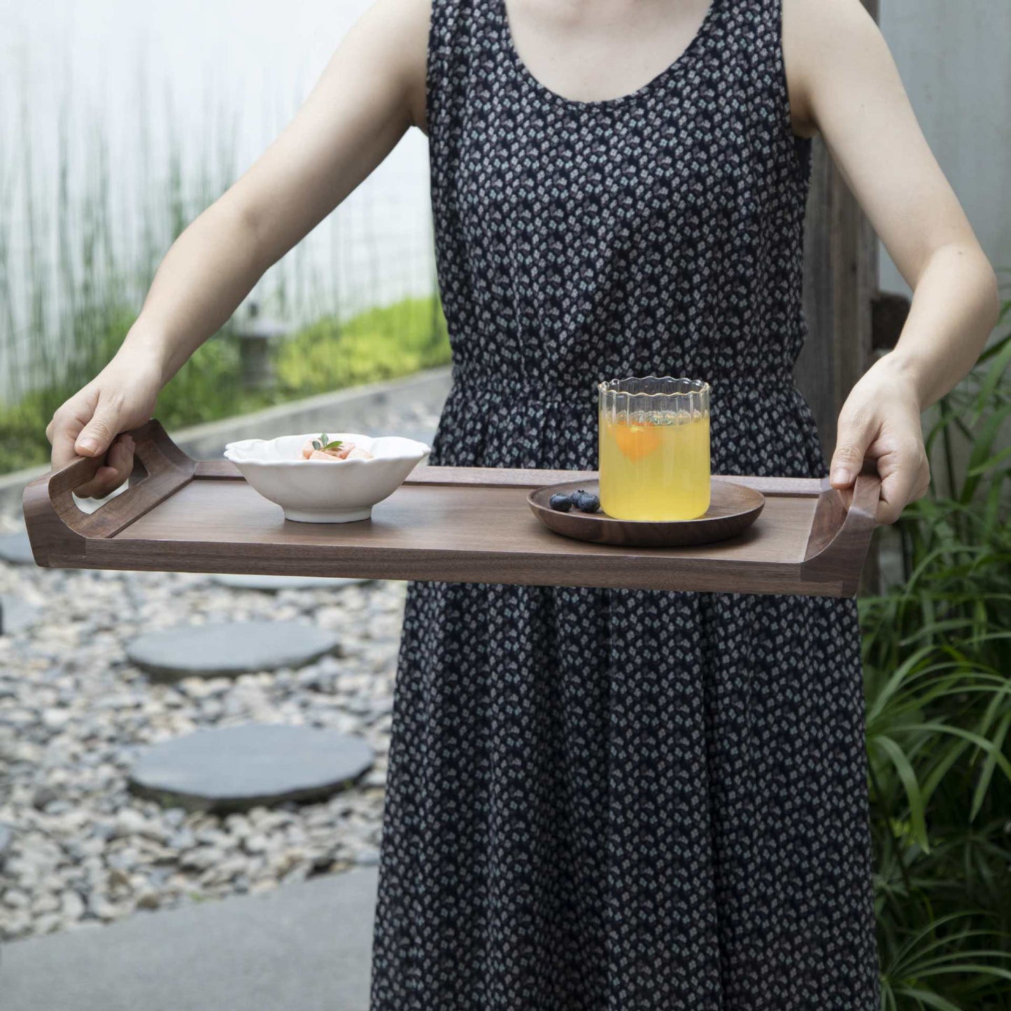 Gohobi Black Walnut Solid Wood Tea Tray