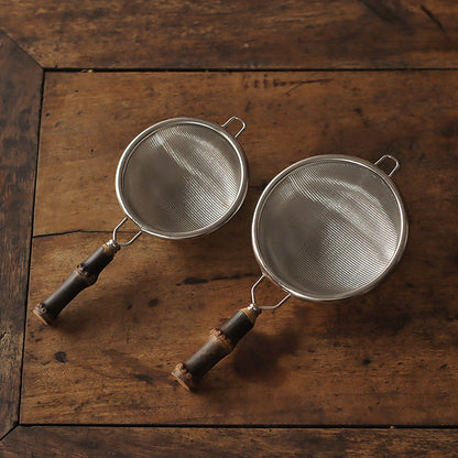 Gohobi New Purple Bamboo Handle Stainless Steel Tea Strainer