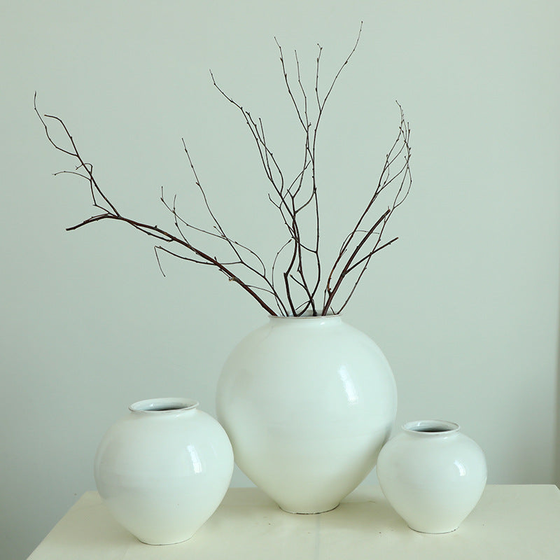 Gohobi White Moon Jar Ceramic Vase
