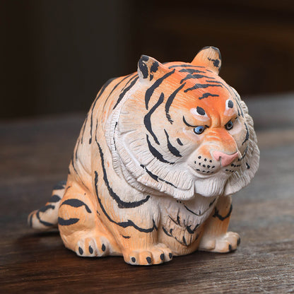 Gohobi Yixing Purple Clay Lucky Tiger Tea Pet – Hand-Painted Zisha Ornament