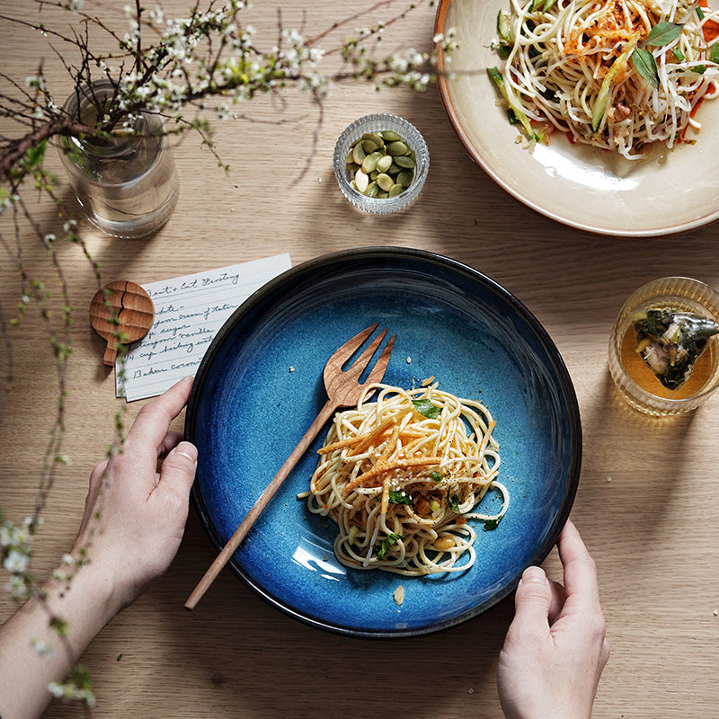 Gohobi Japanese Kiln-Change Ceramic Pasta and Salad Plate