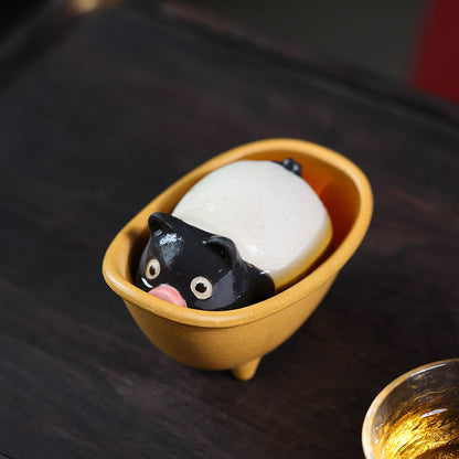 Gohobi Yixing Purple Clay Bamboo Rocking Chair Tea Pet – Handmade Tea Table Ornament