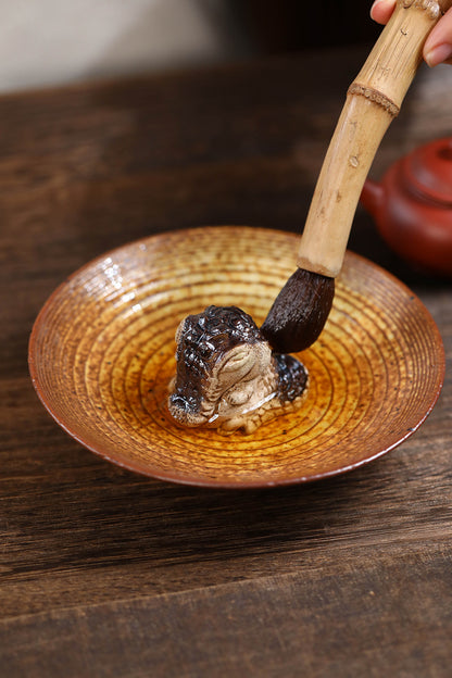 Gohobi Yixing Purple Clay Crocodile Tea Pet – Handmade Wealth Guardian Tea Table Ornament