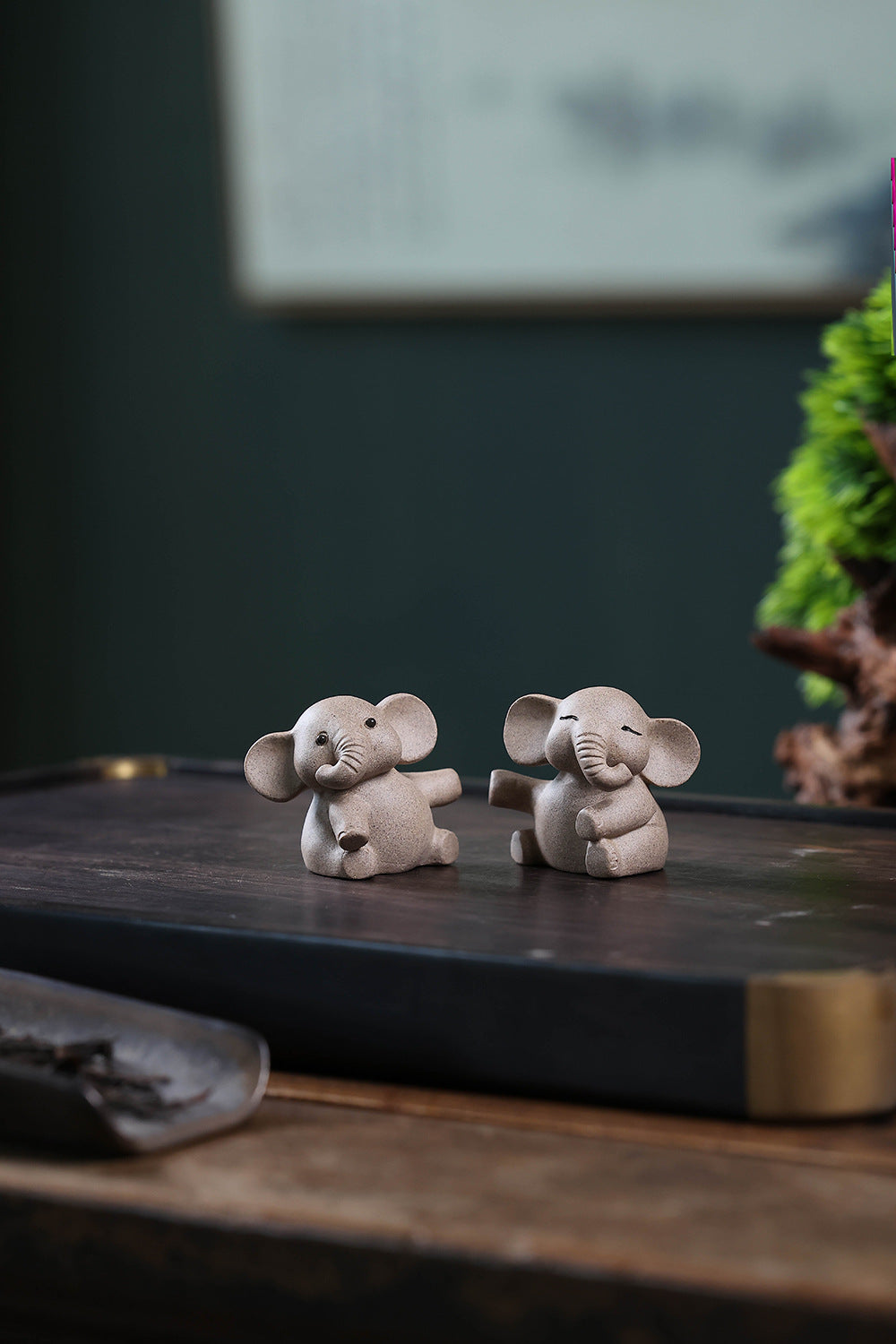 Gohobi Yixing Purple Clay Love Elephant Tea Pet – Handmade Lucky Ornament