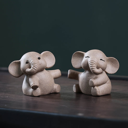 Gohobi Yixing Purple Clay Love Elephant Tea Pet – Handmade Lucky Ornament