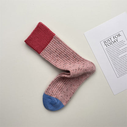 Gohobi Contrast Wool-Blend Thick Knit Socks
