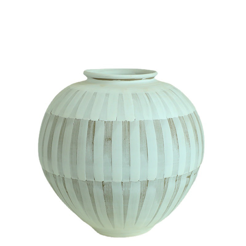 Gohobi Wabi-Sabi White Coarse Pottery Vase