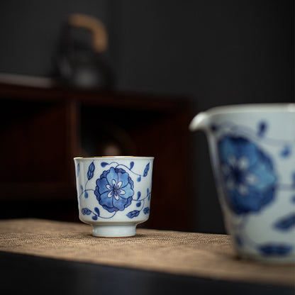 Gohobi Blue and White Twining Lotus Fu Gui Cup