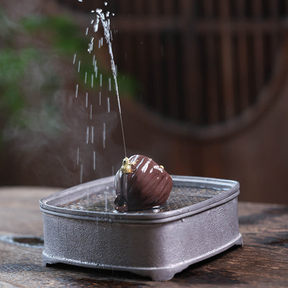 Gohobi Yixing Purple Clay Lotus Frog Tea Pet – Handmade Water-Spraying Lucky Ornament