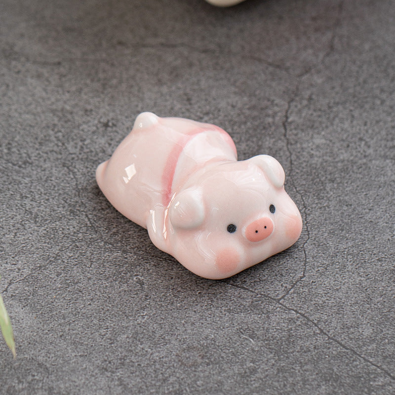 Gohobi Pink Pig Ceramic Chopstick Rest