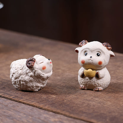 Gohobi Yixing Purple Clay Sheep Tea Pet – Handmade Sanyang Kaitai Ornament