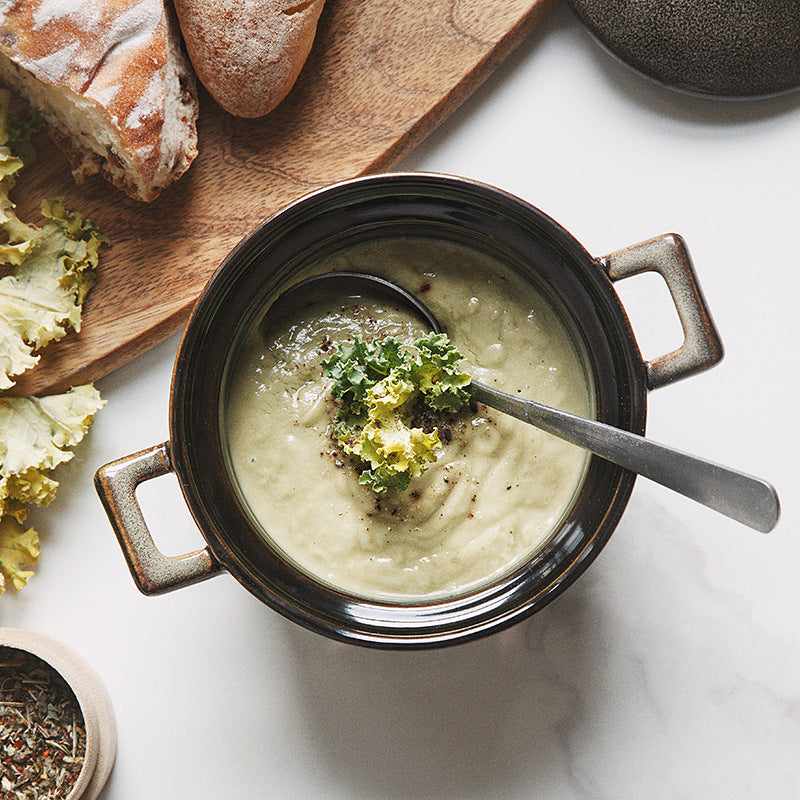 Gohobi Glaze Double-Handled Stew Pot