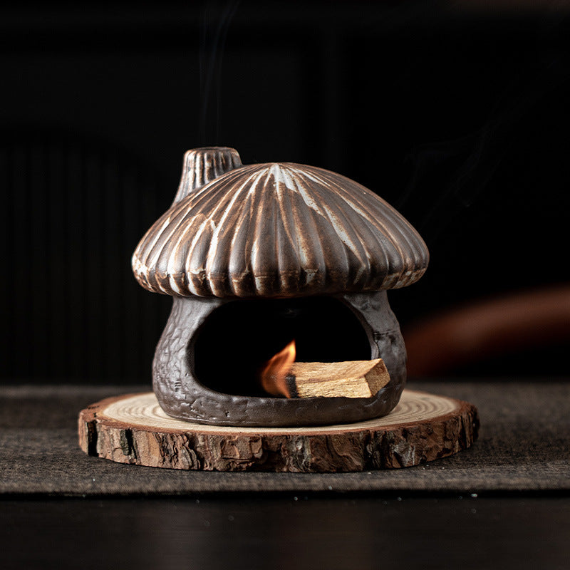 Gohobi Mushroom House Ceramic Aromatherapy Fireplace Burner