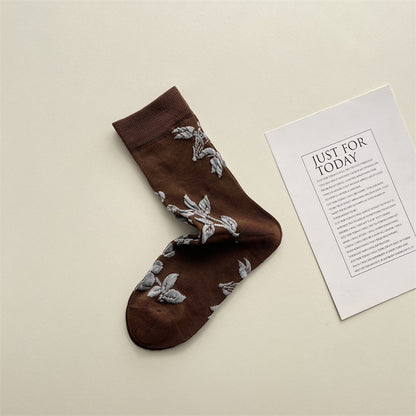 Gohobi Vintage Botanical Embossed Cotton Socks
