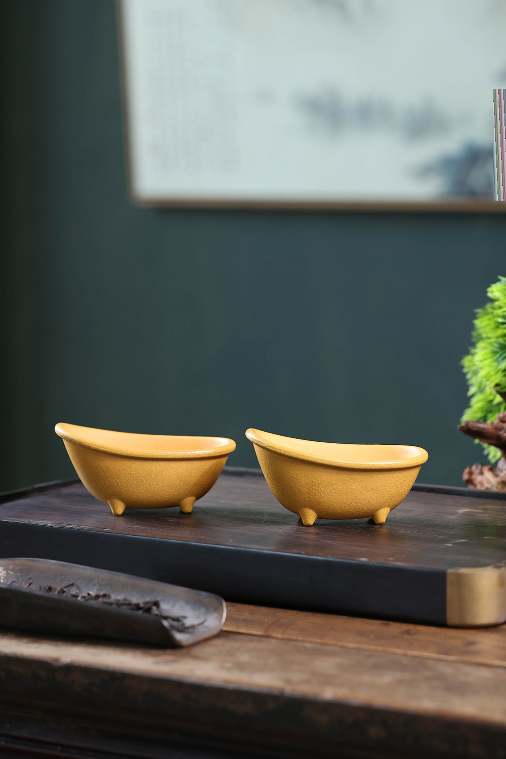 Gohobi Yixing Purple Clay Bamboo Rocking Chair Tea Pet – Handmade Tea Table Ornament