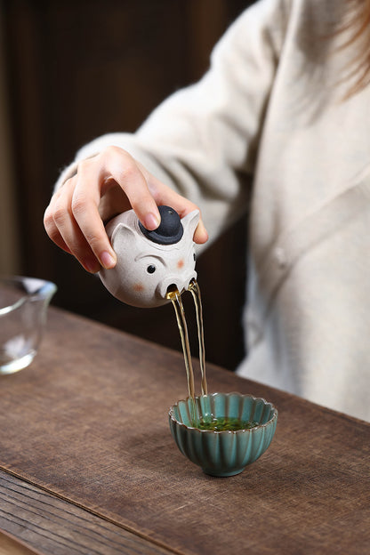 Gohobi Yixing Purple Clay Pig Head Teapot – Handmade Cute Pig Teapot