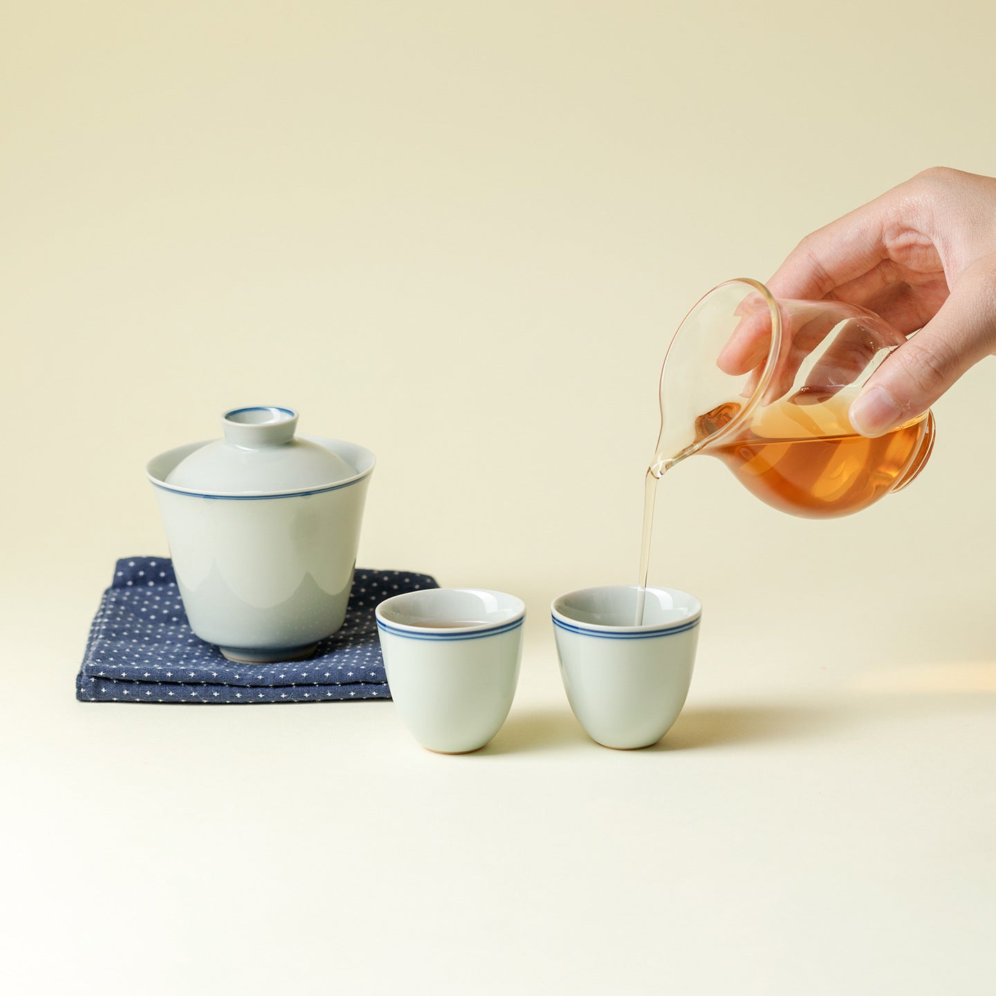 Gohobi Green Double-Line Gaiwan Travel Tea Set