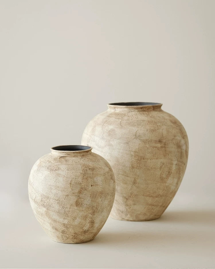 Gohobi Japanese Style Wabi-Sabi Stone Texture Large Ceramic Vase – Handmade Dried Flower Arrangement Vase