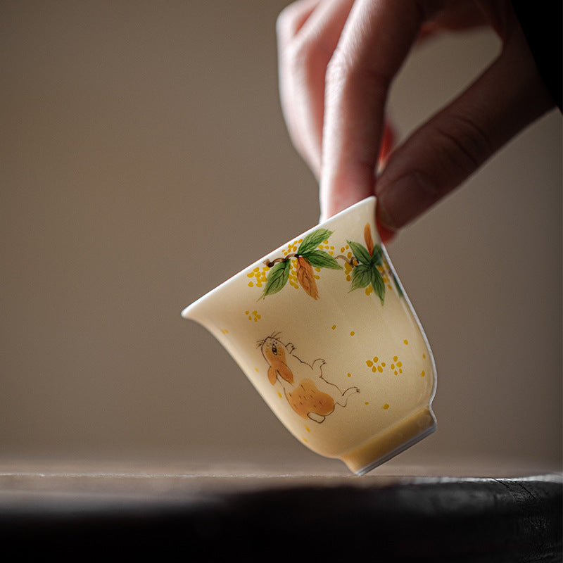 Gohobi Hand-Painted Osmanthus Ceramic Tea Cup