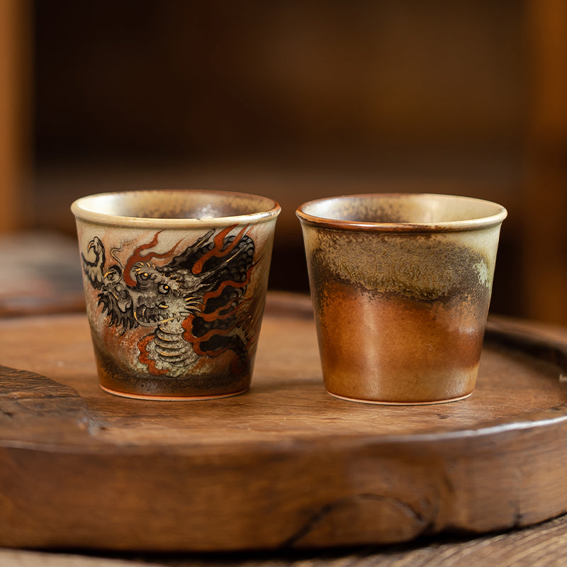 Gohobi Hand-painted Ink Dragon Ceramic Tea Cup