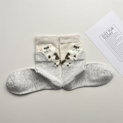 Gohobi Original Flocked Cat Design Mid-Calf Socks