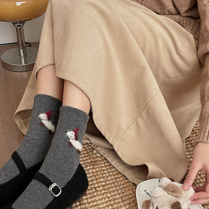 Gohobi Fleece-Lined Puppy Print Winter Socks