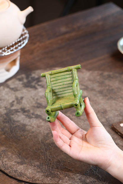 Gohobi Yixing Purple Clay Bamboo Rocking Chair Tea Pet – Handmade Tea Table Ornament