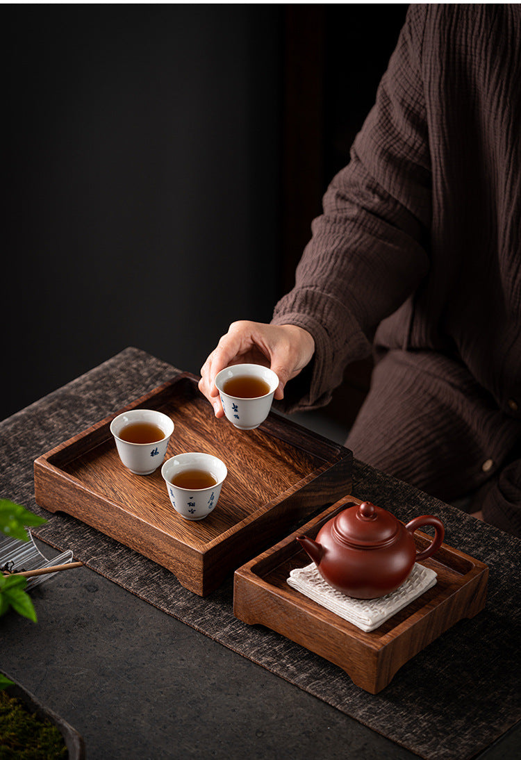 Gohobi Square Walnut Wooden Serving Tray Teapot Tray