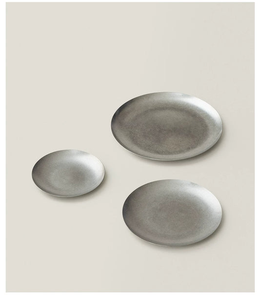 Gohobi Minimal Stainless Steel Round Shallow Plate