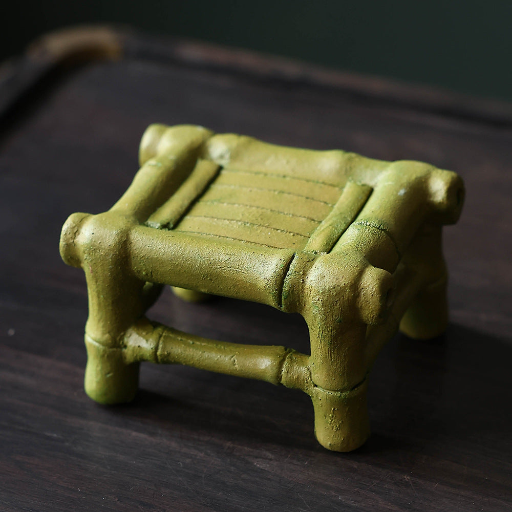 Gohobi Yixing Purple Clay Bamboo Rocking Chair Tea Pet – Handmade Tea Table Ornament