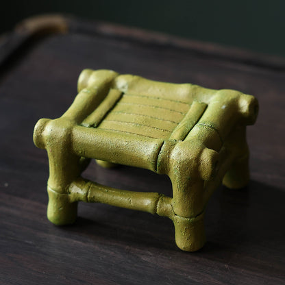 Gohobi Yixing Purple Clay Bamboo Rocking Chair Tea Pet – Handmade Tea Table Ornament