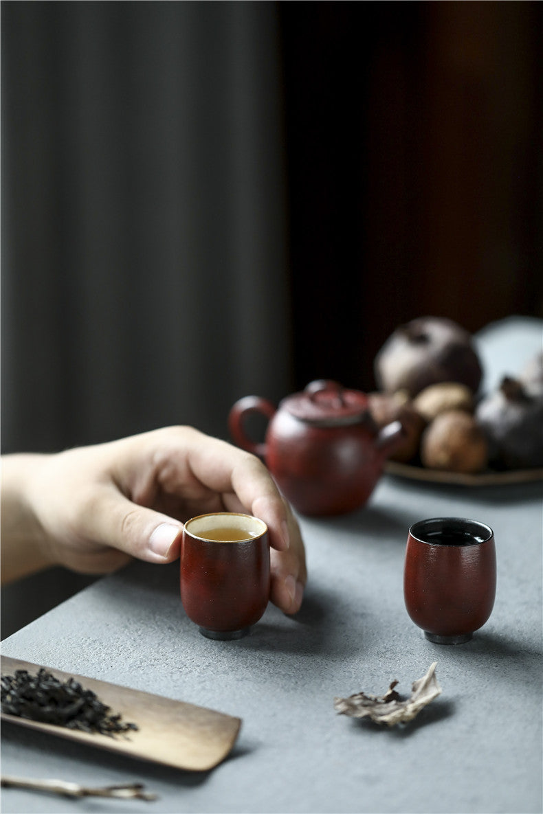 Gohobi Handmade Forbidden City Red Ceramic Tea Cup (Tall 40ml version)