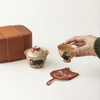 Gohobi Chi Wildcat Ceramic Travel Tea Set