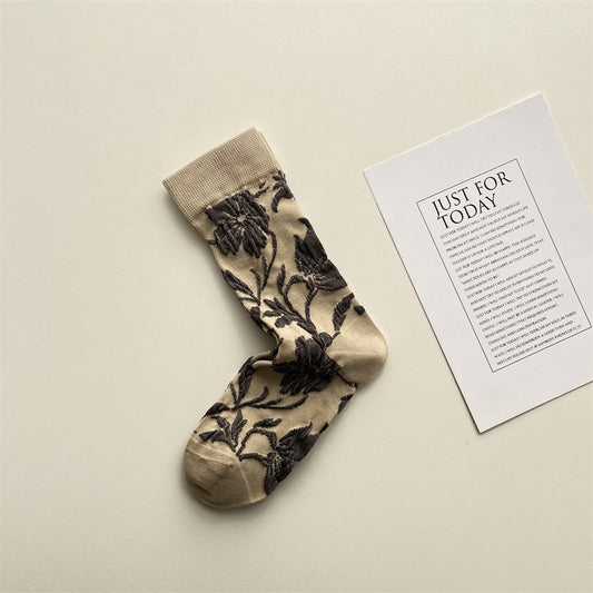 Gohobi Vintage Botanical Embossed Cotton Socks