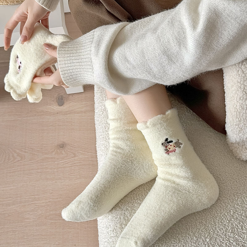 Gohobi Embroidered Puppy Plush Socks