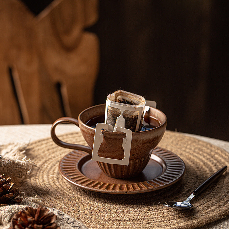 Gohobi Japanese Retro Coffee Cup and Saucer Set