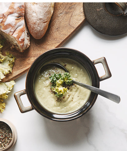Gohobi Glaze Double-Handled Stew Pot