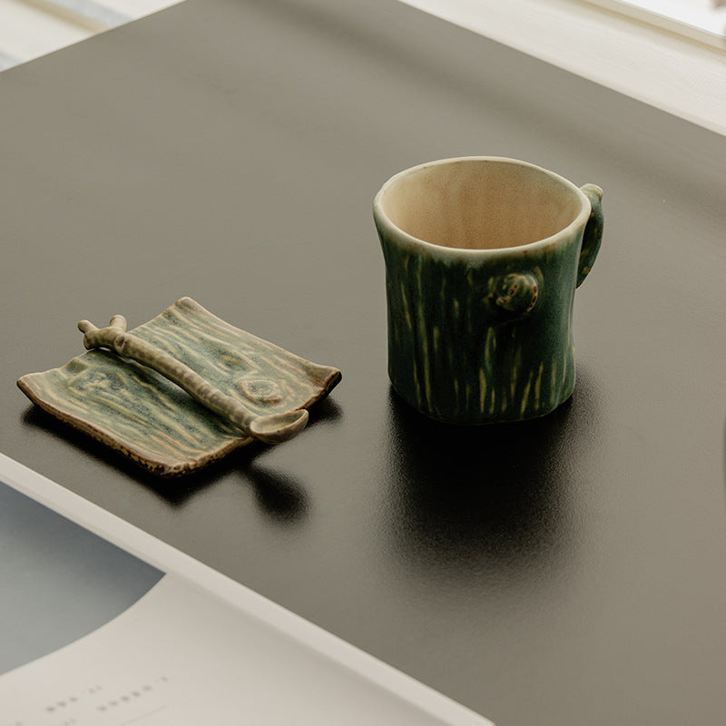 Gohobi Rustic Ceramic Coffee Cup & Saucer Set