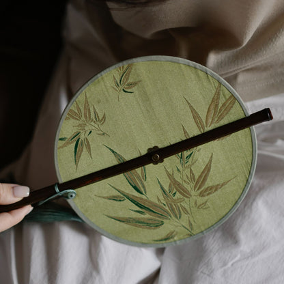 Gohobi Song Dynasty Style Round Hand Fan – Chinese Bamboo Handle Fan