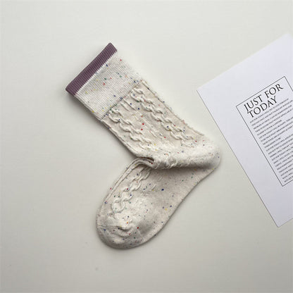 Gohobi Korean Speckled Cable Knit Cotton Socks