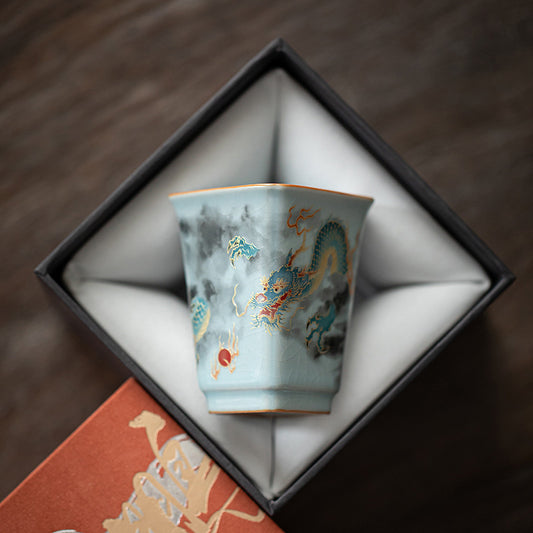 Gohobi Blessing Bell Celadon Dragon Teacup