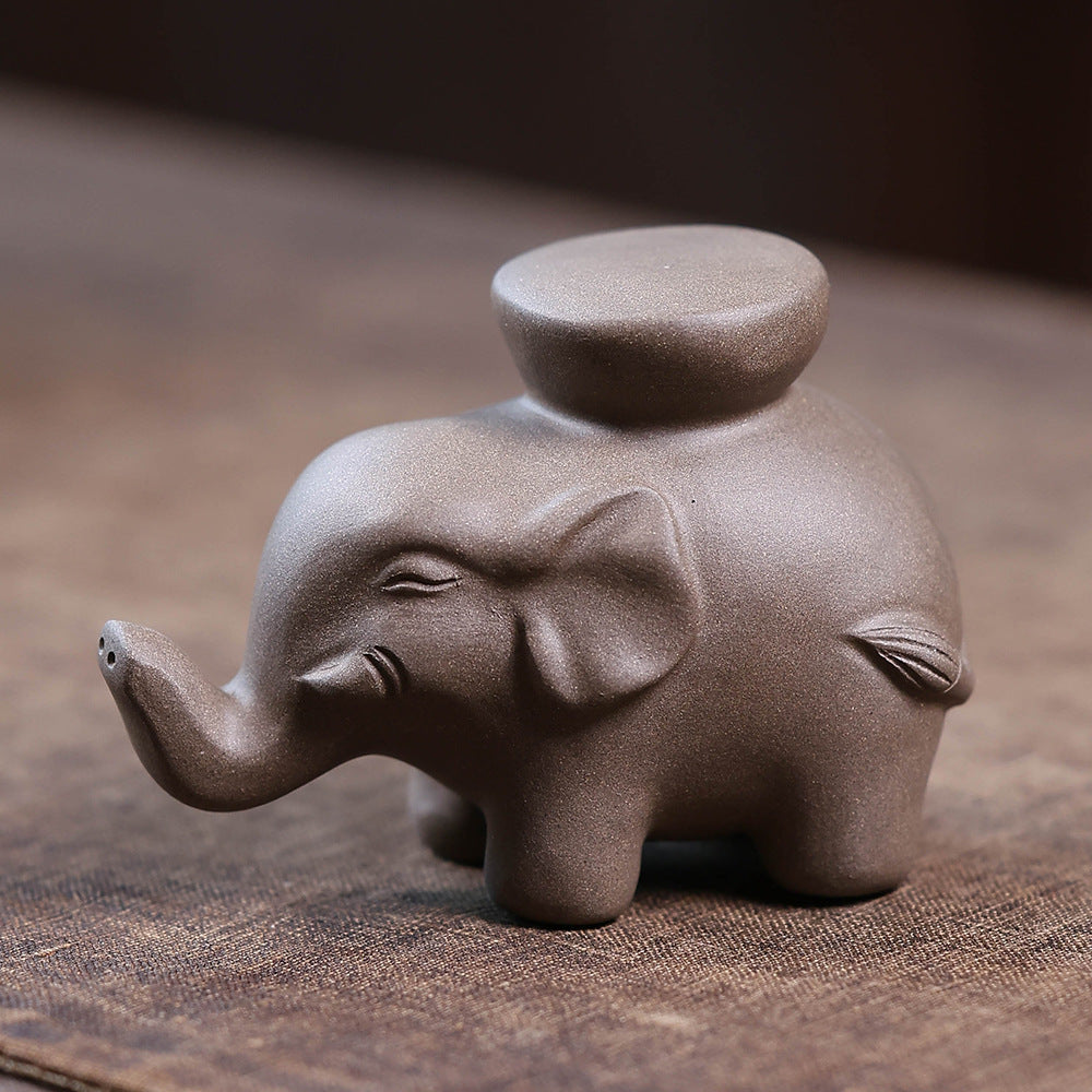 Gohobi Yixing Purple Clay Elephant Lid Holder – Handmade Teapot Lid Rest