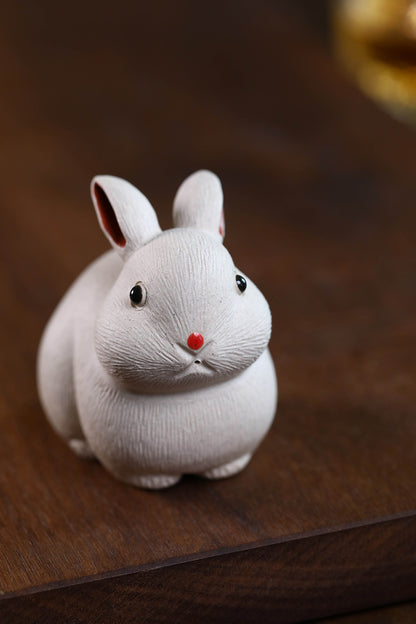 Gohobi Yixing Purple Clay Rabbit Tea Pet – Handmade Zodiac Bunny Tea Table Ornament