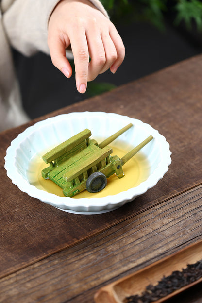 Gohobi Yixing Purple Clay Bamboo Trolley Tea Pet – Handmade Tea Table Ornament