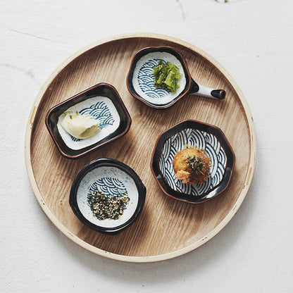 Gohobi Creative Japanese Ceramic Wave Pattern Sauce Dish