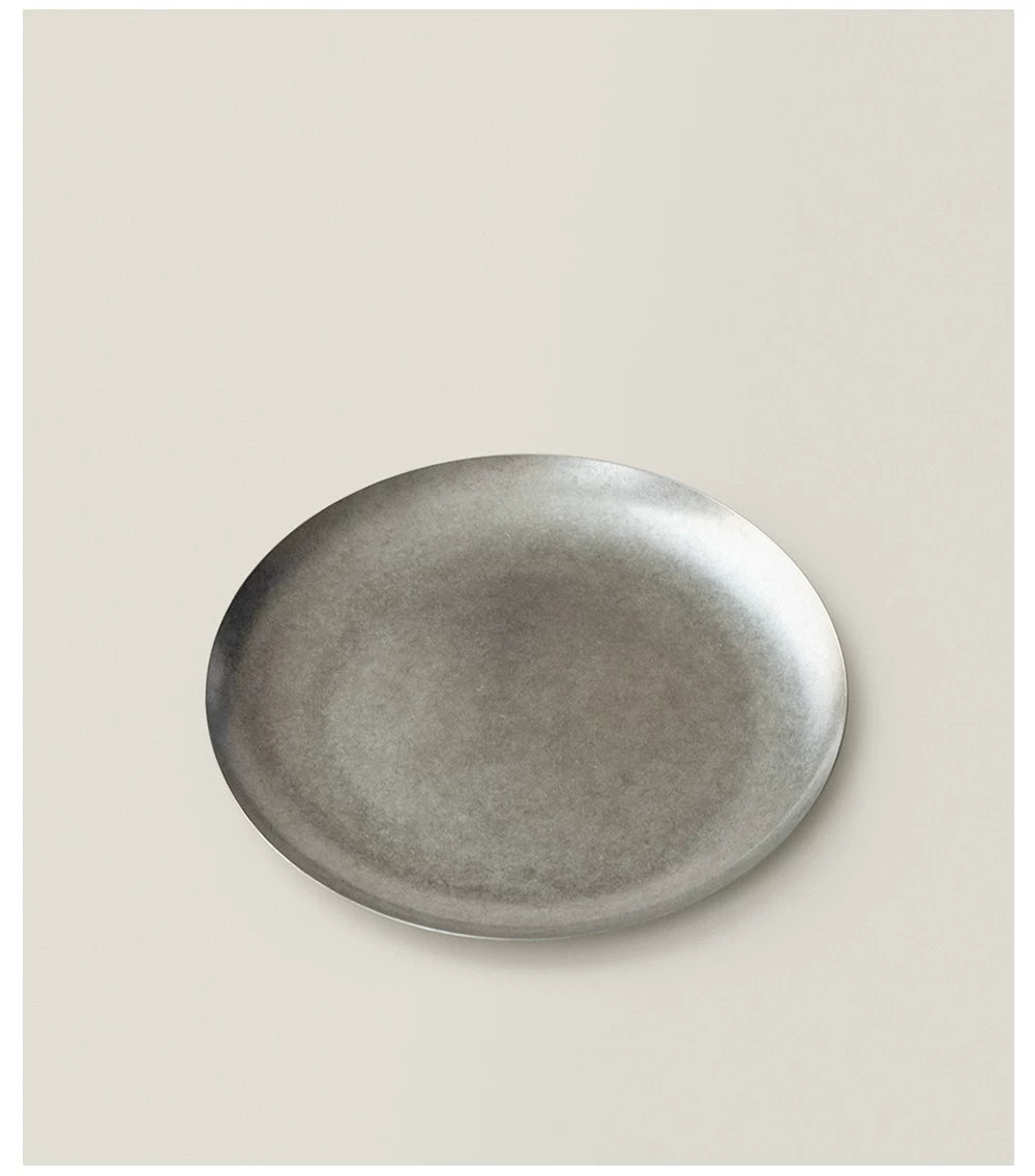 Gohobi Minimal Stainless Steel Round Shallow Plate