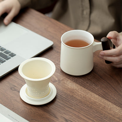 Gohobi Ceramic Office Mug with Infuser and Lid